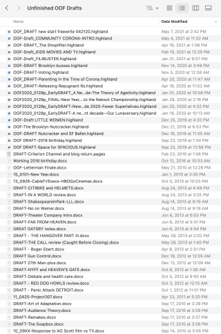 Unfinished OOF drafts FINDER 081921